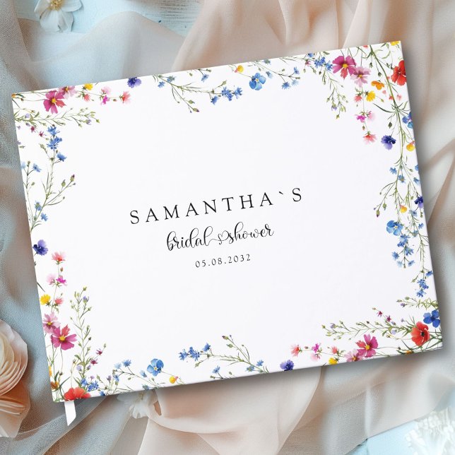 Livro De Visitas Chá de Noiva com Flores Silvestres Modernas (Modern Wildflower Bridal Shower Guest Book)