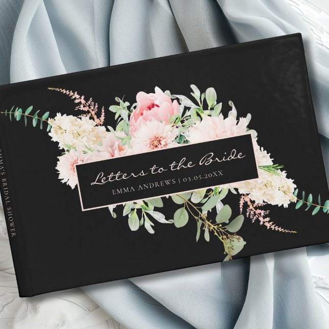 Livro De Visitas Chá de Noiva da Primavera Botânica (Personalized, modern, elegant, watercolor, floral "Letters to the Bride" Bridal Shower Guest Book.)