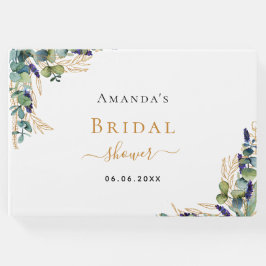 Livro De Visitas Chá de noiva eucalipto verde lavanda