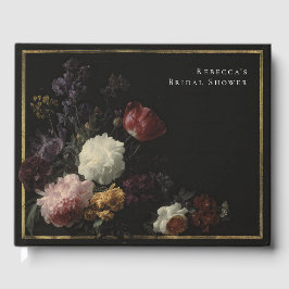 Livro De Visitas Chá de Noiva Romântico Sombrio com Florais Góticos