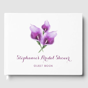 Livro De Visitas Chá de panela de Aquarela Floral Roxo Calla Lily