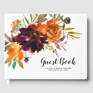Livro De Visitas Chá de panela de Bebê Floral Laranja Borboleta