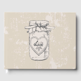 Livro De Visitas Chá de panela de Casamento Vintage Mason Jar Heart