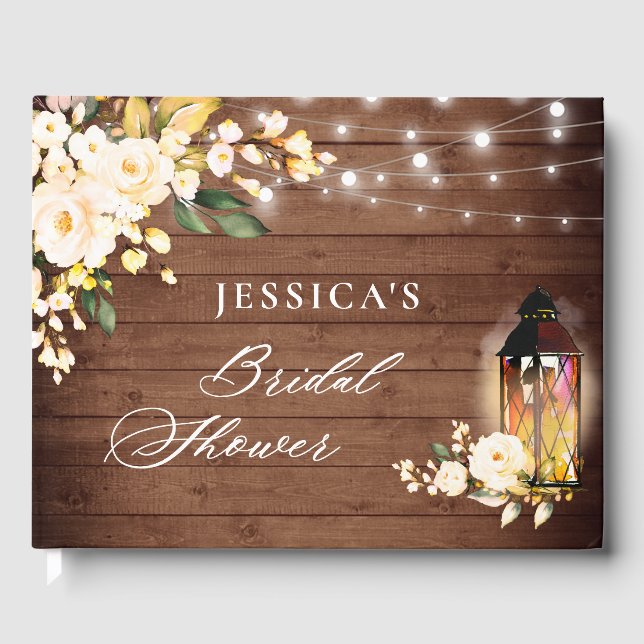 Livro De Visitas Chá de panela de Lanterna de Madeira Rústica de Ro (Frente)