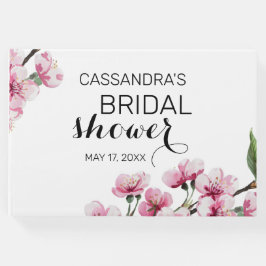 Livro De Visitas Chá de panela verde-florescente de cereja rosa