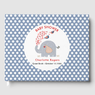 Livro De Visitas Chá Whimsy Blue Kids Elphabant Baby Boy Alphabet
