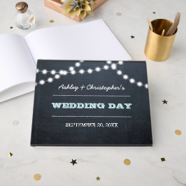 Livro De Visitas Chalkboard Lights Aqua Weds Guest Book