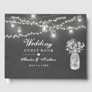 Livro De Visitas Chalkboard Mason Jar Weding Guest Book