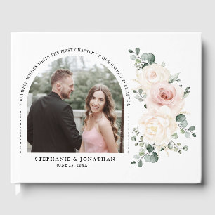 Livro De Visitas Champanhe Ivory Blush Foto De Casamento Floral Ros