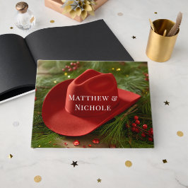 Livro De Visitas Chapéu de Cowboy Vermelho de Natal Casamento