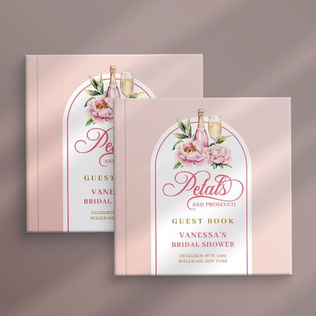 Livro De Visitas Charming petals e prosecco chá de noiva  (Charming petals and prosecco bridal shower guest book art

)