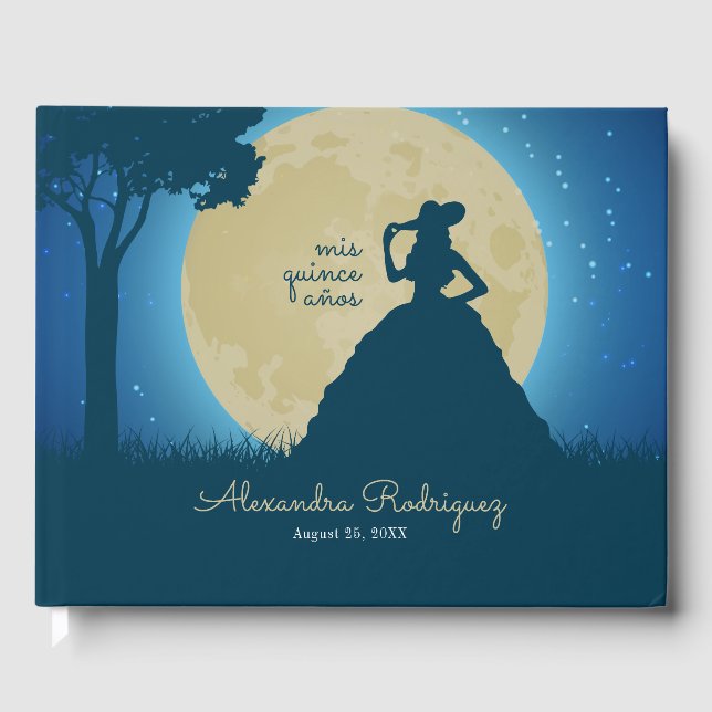Livro De Visitas Charro Silhouette com Moon Quinceanera (Frente)