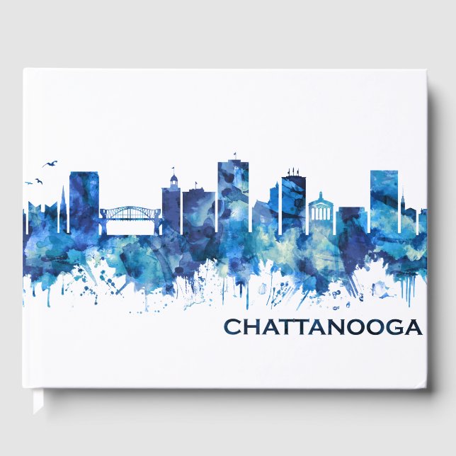 Livro De Visitas Chattanooga Tennessee Skyline Blue (Frente)