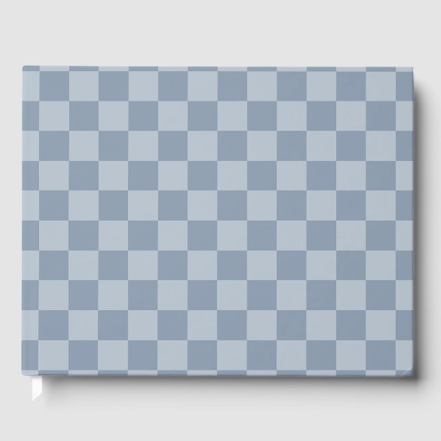Livro De Visitas Checkerboard azul empoeirado (Frente)