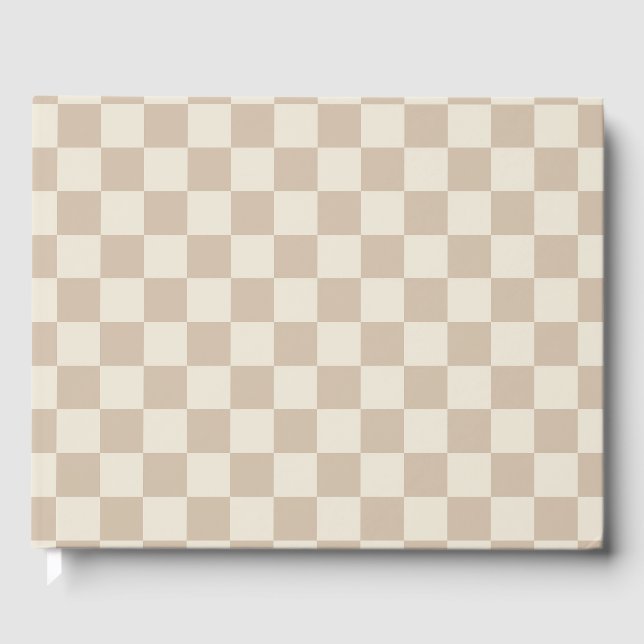 Livro De Visitas Checkerboard castanho e bege (Frente)