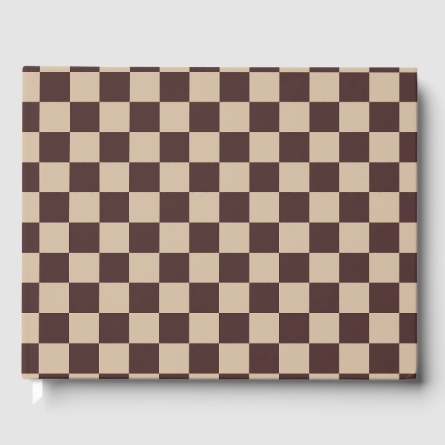 Livro De Visitas Checkerboard de café castanho (Frente)