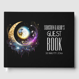 Livro De Visitas Cheio lua celestial magenta negra estrelada noite