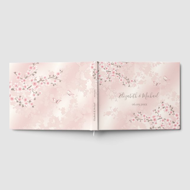 Livro De Visitas Cherry Blossom Apricot Floral | Casamento (Completo)