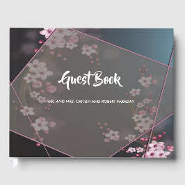 Livro De Visitas Cherry Blossom Geométrico Floral