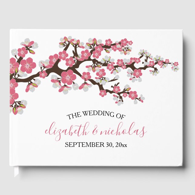 Livro De Visitas Cherry Blossoms Sakura Floral Japonês (Frente)