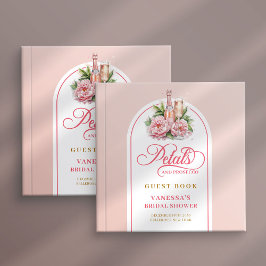 Livro De Visitas Chic blush and gold petals prosecco guest album