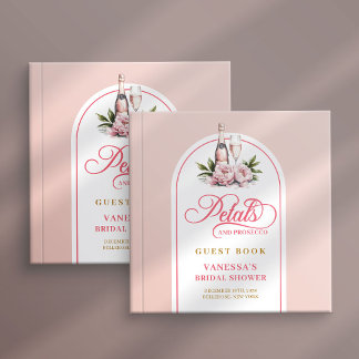 Livro De Visitas Chic blush gold petals prosecco bridal shower