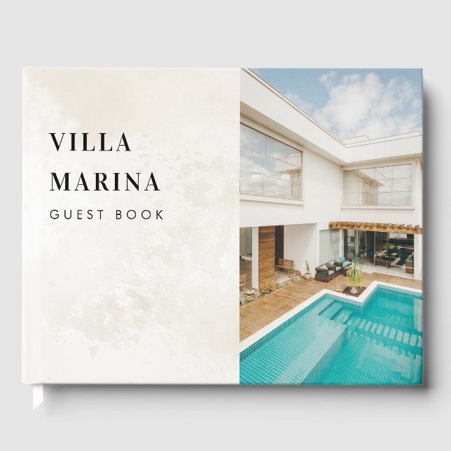 Livro De Visitas Chic Cream Marble Villa Vacation Rental Feedback (Frente)