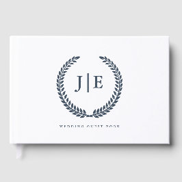 Livro De Visitas Chic Elegant Wreath Monogram Wedding
