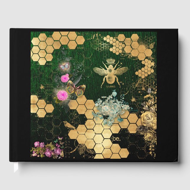 Livro De Visitas Chic francês, vitoriano, abelha, floral, folha de  (Frente)