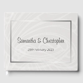 Livro De Visitas Chic Silver e Cinza Damask Swirls Casamento