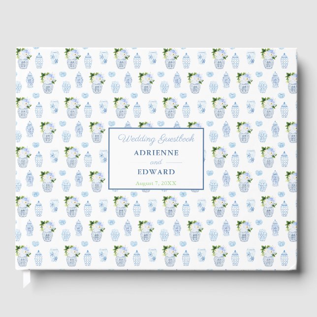 Livro De Visitas Chinoiserie Chic Dupla Felicidade Jars Casamento (Frente)