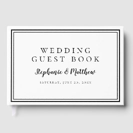 Livro De Visitas Chique Preto e Branco Casamento Simples Minimalist