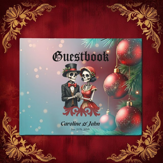 Livro De Visitas Christmas Bone Romance, A festive skeleton couple. (Criador carregado)