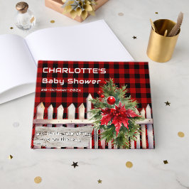 Livro De Visitas Christmas Fence Buffalo Plaid Baby Shower