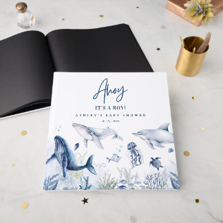 Livro De Visitas Chuva de Bebê Menino Animais Marinhos Oceano