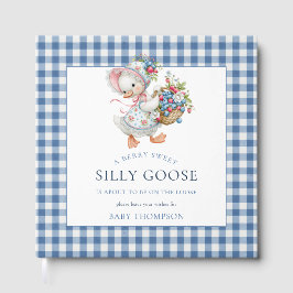Livro De Visitas Chuva de Bebê Xadrez Azul Silly Goose