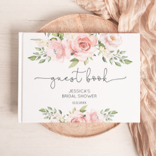 Livro De Visitas Chuva de noiva floral rosa rubor