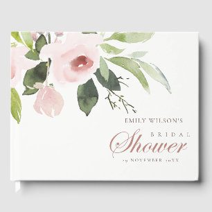 LIVRO DE VISITAS CHUVA DE NOIVA FLORAL SUTIL ROSA COR-DE-ROSA MACIO