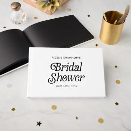 Livro De Visitas Chuva de Noiva Minimalista Preto e Branco em Estil