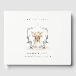 Livro De Visitas Chuveiro de Noiva Floral Elegante e Fofo Cervo Esc