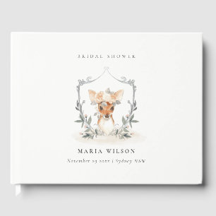 Livro De Visitas Chuveiro de Noiva Floral Elegante e Fofo Cervo Esc