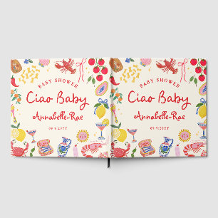 Livro De Visitas Ciao Baby Chuveco Personalizado Listrado Italiano