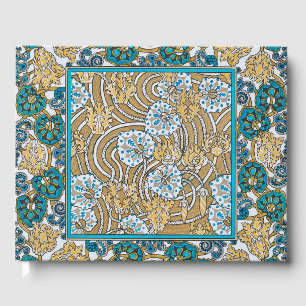 Livro De Visitas ciclamen azul arte nova flor botânica