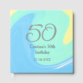 Livro De Visitas Cinza azul verde data de adição do nome do anivers