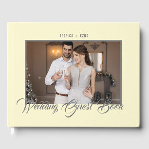 Livro De Visitas Cinza de Script na moda e Amarelo Suave Foto