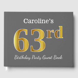 Livro De Visitas Cinzas, Faux Dourado 63ª Festa de aniversário + No