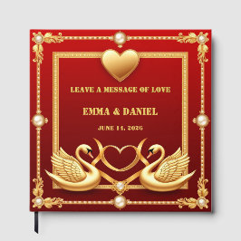 Livro De Visitas Cisne Casamento Decoração Casal Ouro Vermelho 💍