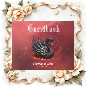Livro De Visitas Cisne Negro de Ossos – Elegância Gótica