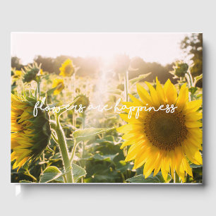 Livro De Visitas Citação do girassol "flores são felicidade"