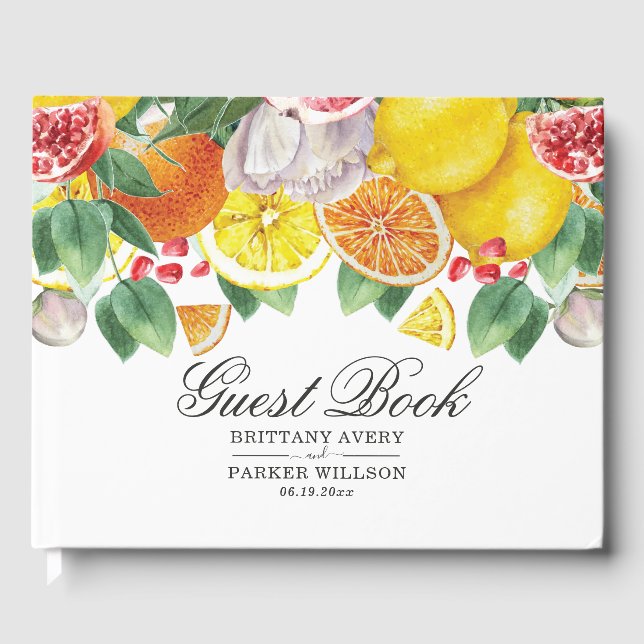 Livro De Visitas Citrus Botanical Weding Guest Book (Frente)